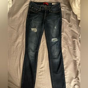 Distressed Dark Wash Guess Jeans - Sienna Curvy Fit Skinny Jean